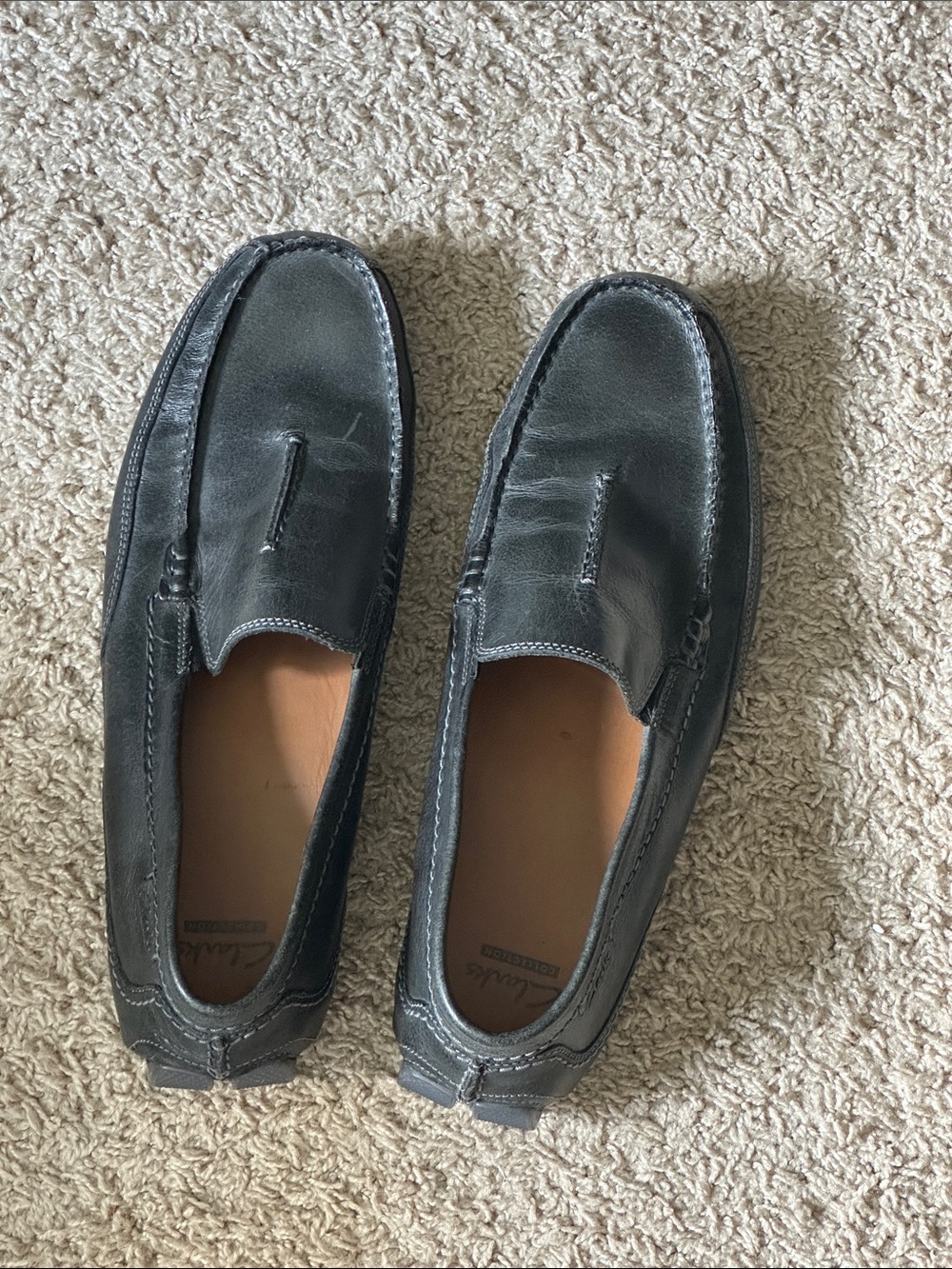 Men's Black Leather Clark Slip-On Loafers size 11